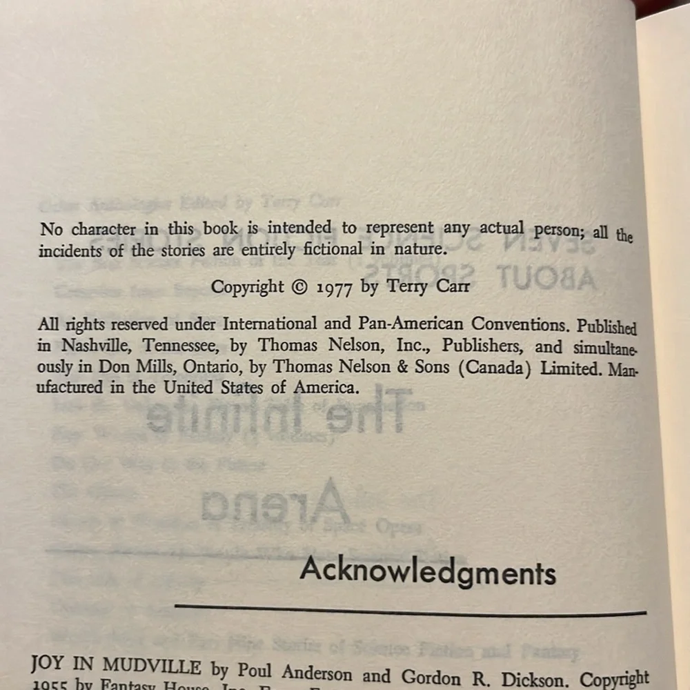 INFINITE ARENA, THE: SEVEN SCIENCE FICTION STORIES ABOUT SPORTS. Hardcover 1977
